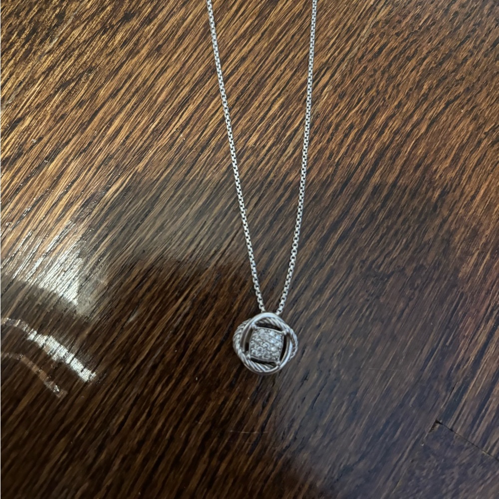 David Yurman Silver Infinity Pendant Necklace with Diamonds
